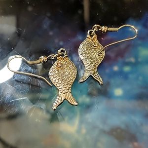 Fish Earrings Aquatic Jesus Cute Quirk Silver